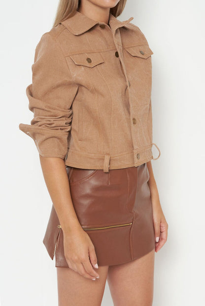 Brown ecoleather miniskirt Skirts Habey Club 
