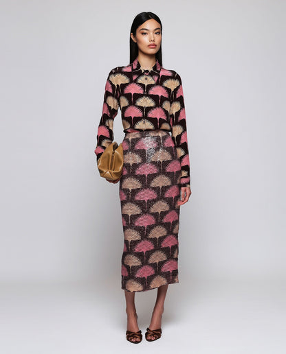 Burgundy Figurative Print Blouse Shirts & blouses Mirto 