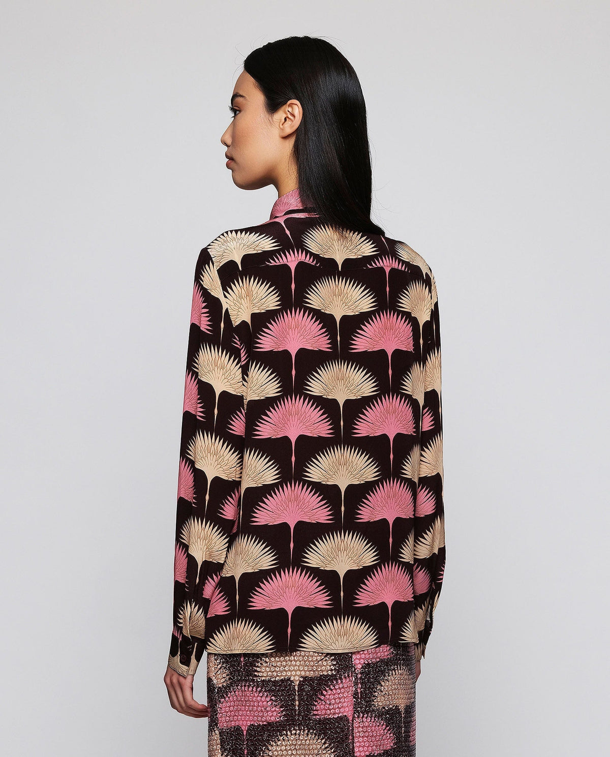 Burgundy Figurative Print Blouse Shirts & blouses Mirto 