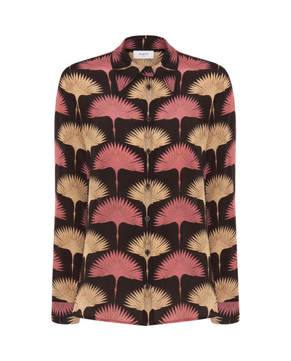 Burgundy Figurative Print Blouse Shirts & blouses Mirto 