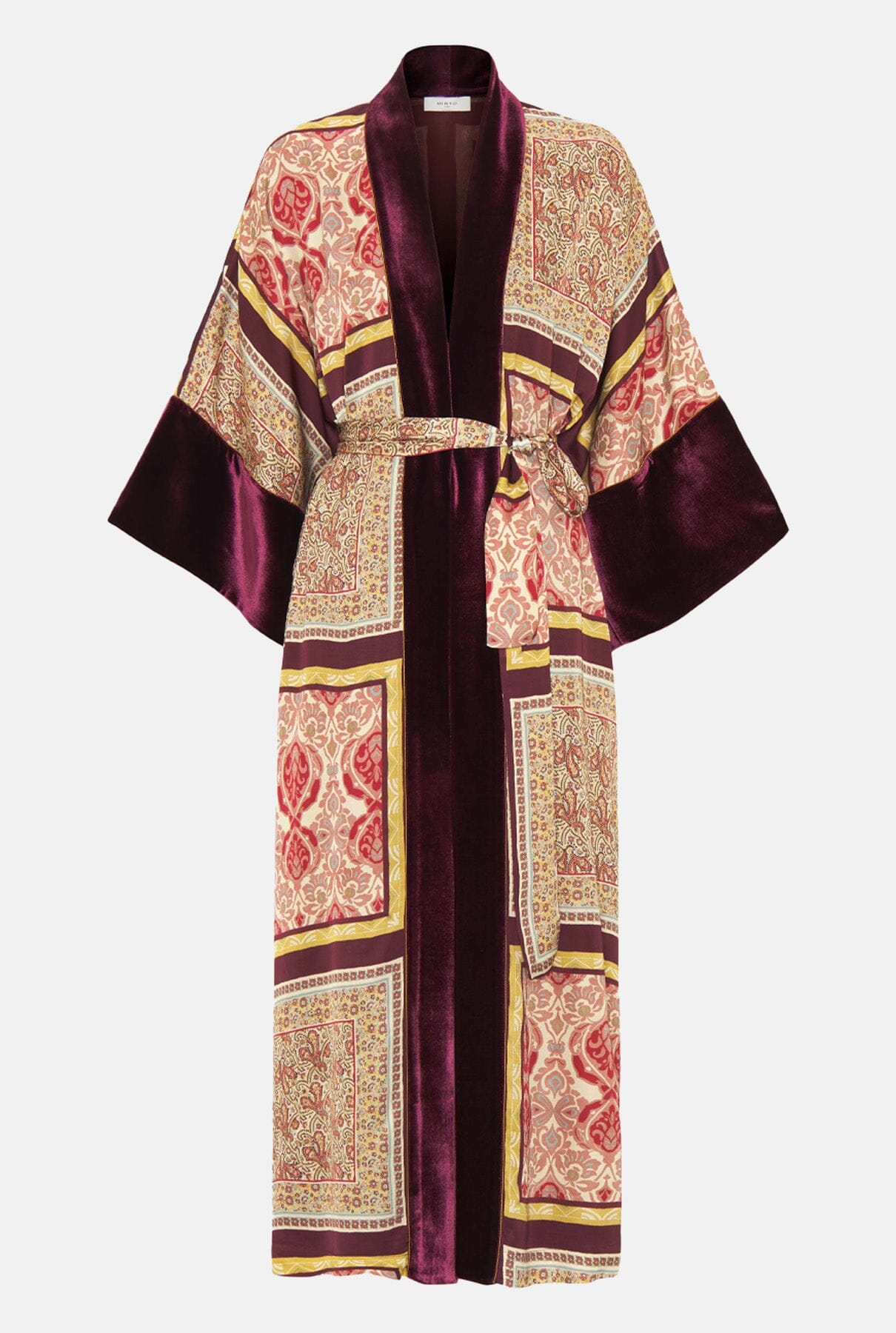 Burgundy plaid print kimono Sleepwear Mirto 