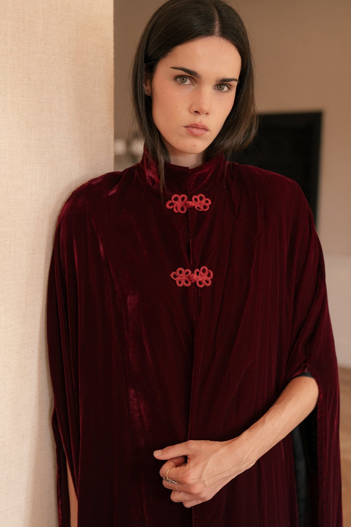 Burgundy Velvet Cape Capes & shawls Vano Studio 