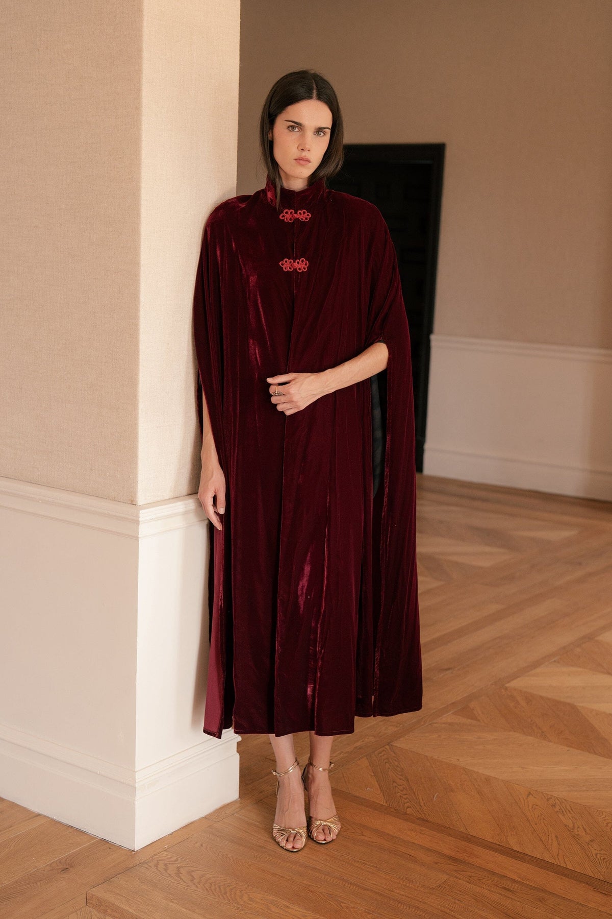 Burgundy Velvet Cape Capes & shawls Vano Studio 