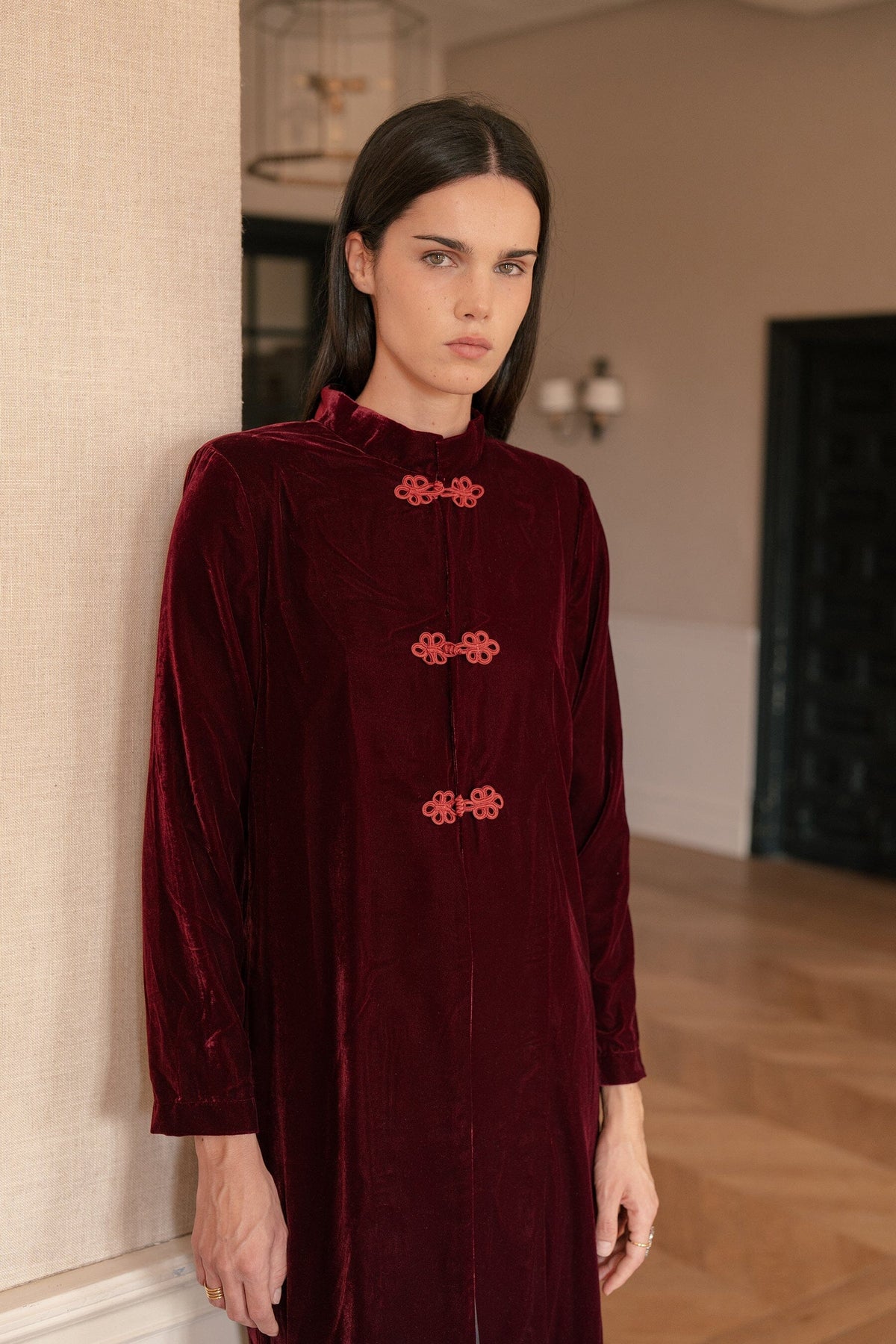 Burgundy Velvet Coat Coats Vano Studio 