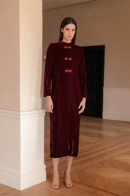 Burgundy Velvet Coat Coats Vano Studio 