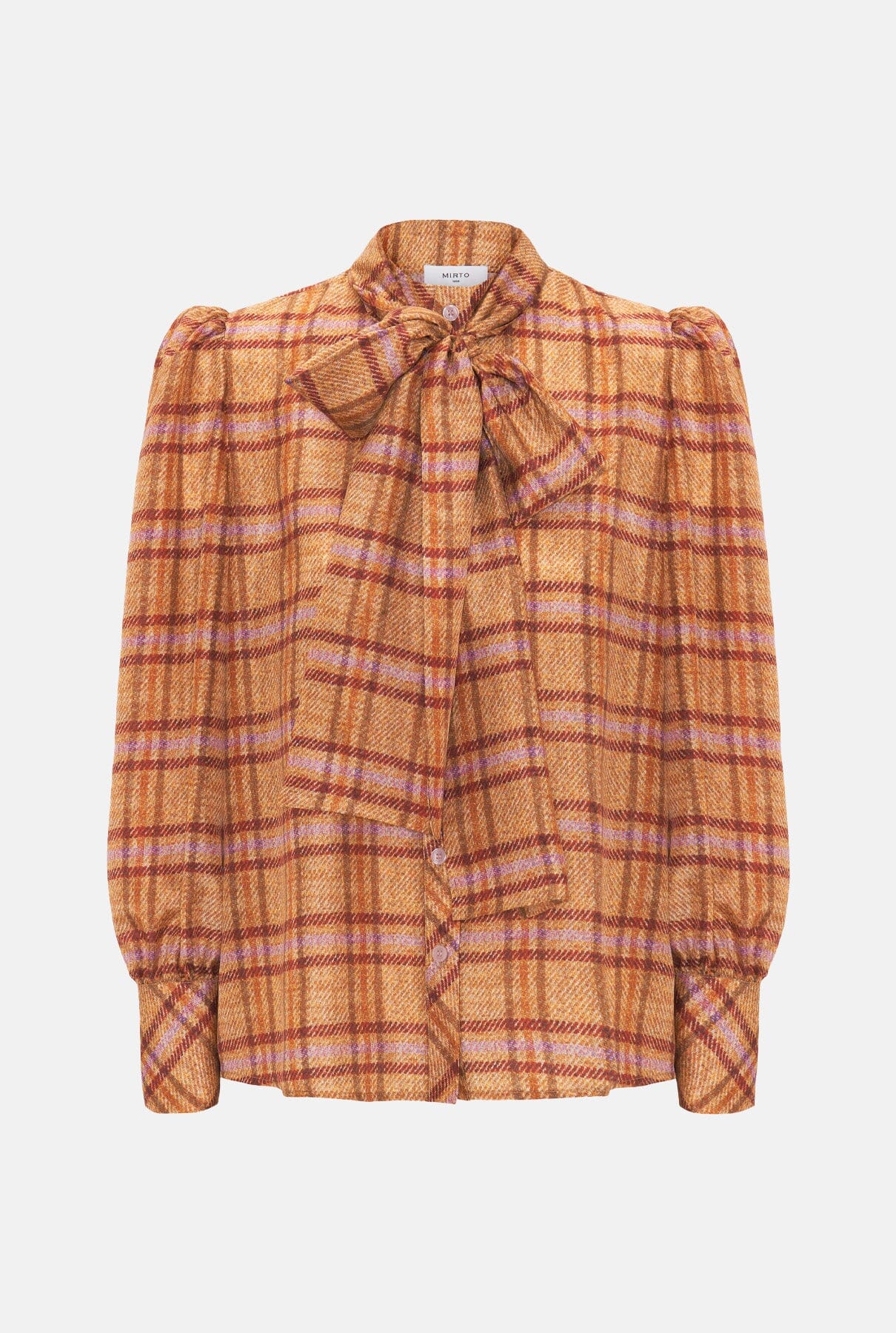 Camel habutai silk plaid blouse Shirts & blouses Mirto