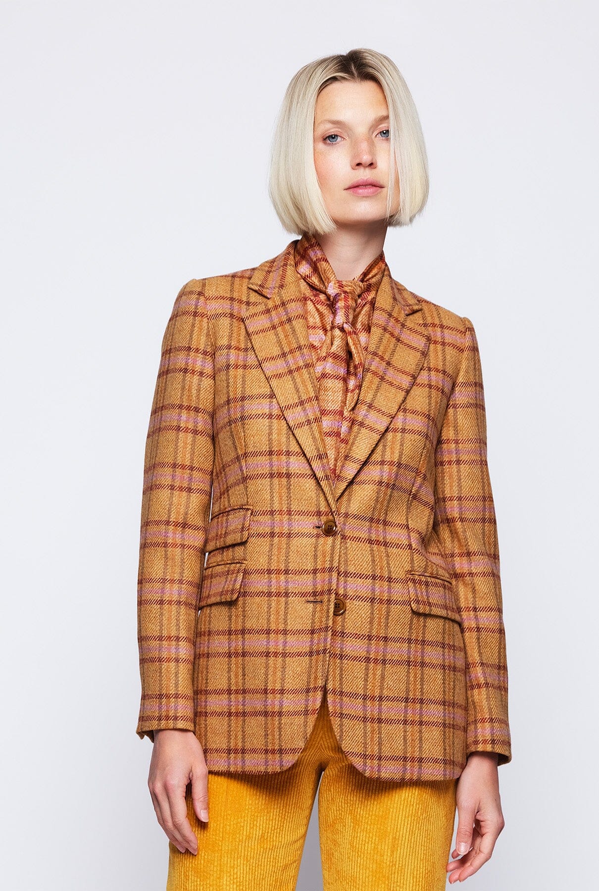 Camel wool plaid sartorial jacket Jackets Mirto 