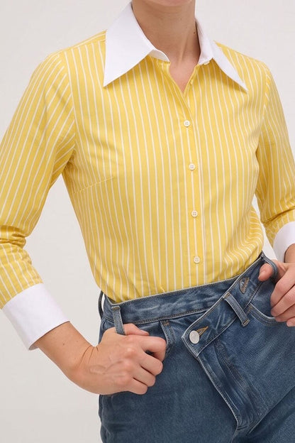 Camisa amarilla rayas blancas Shirts & Blouses Mans 