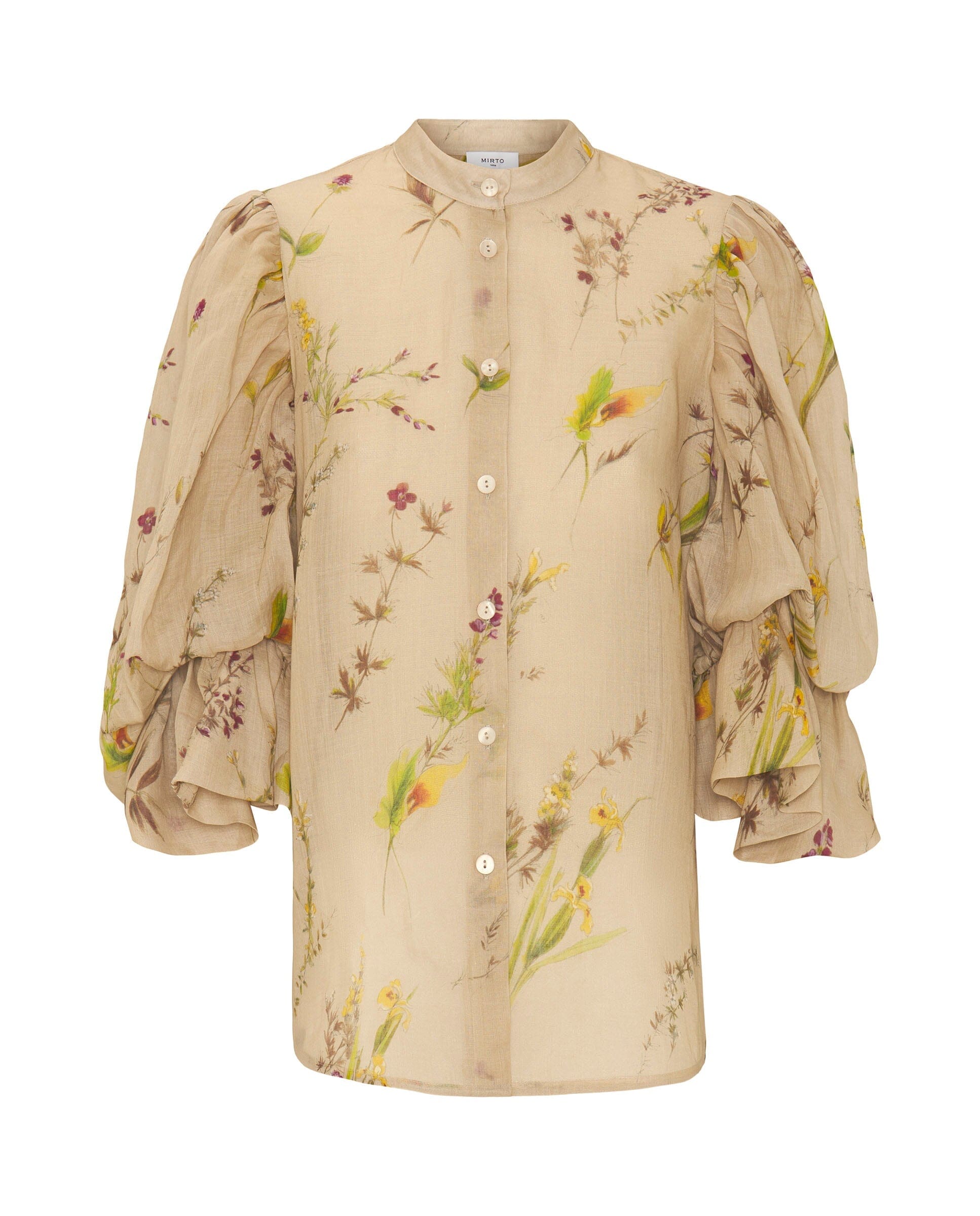Camisa beige estampado floral de ramio Shirts & blouses Mirto 
