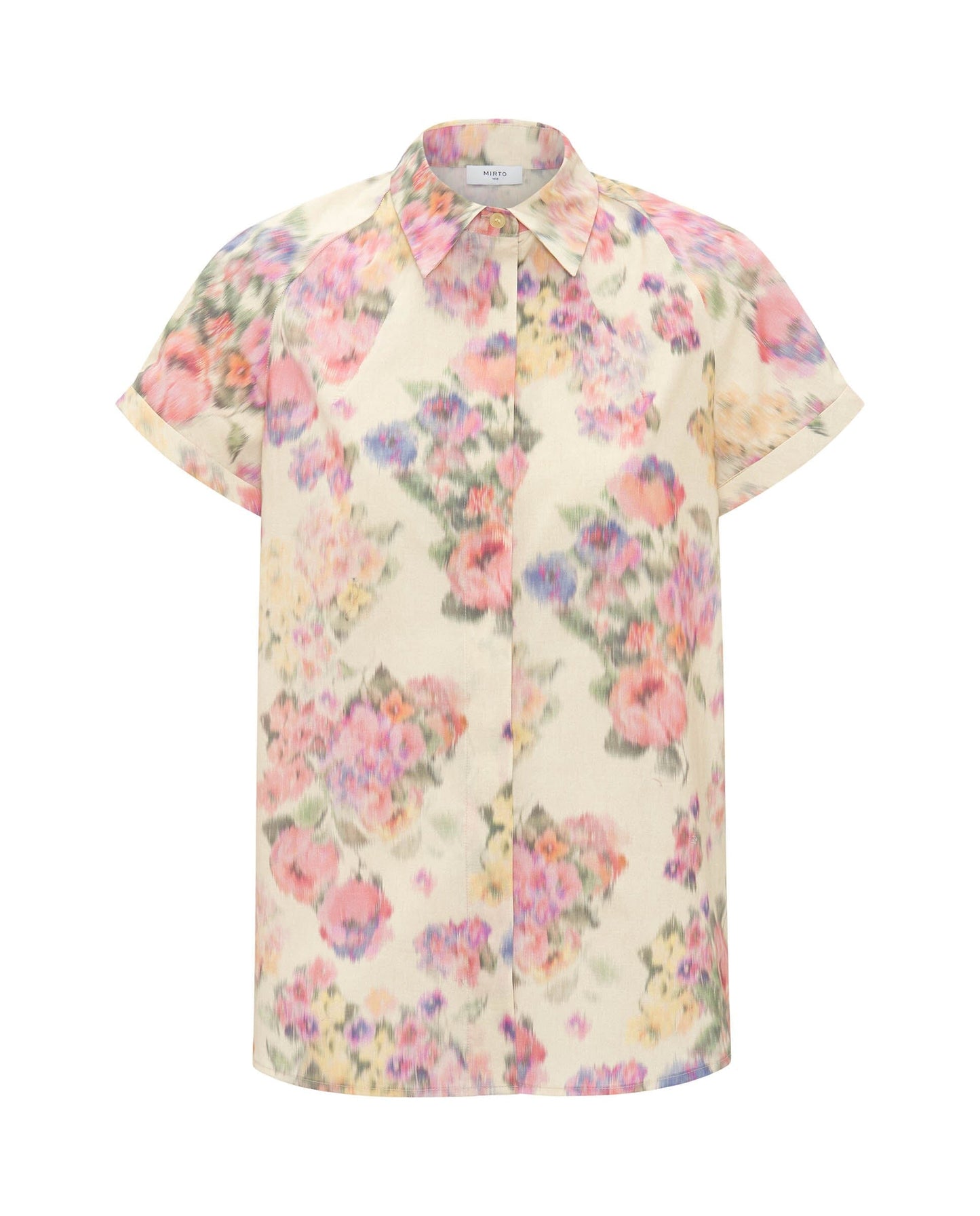 Camisa beige manga corta estampado floral Shirts & blouses Mirto 