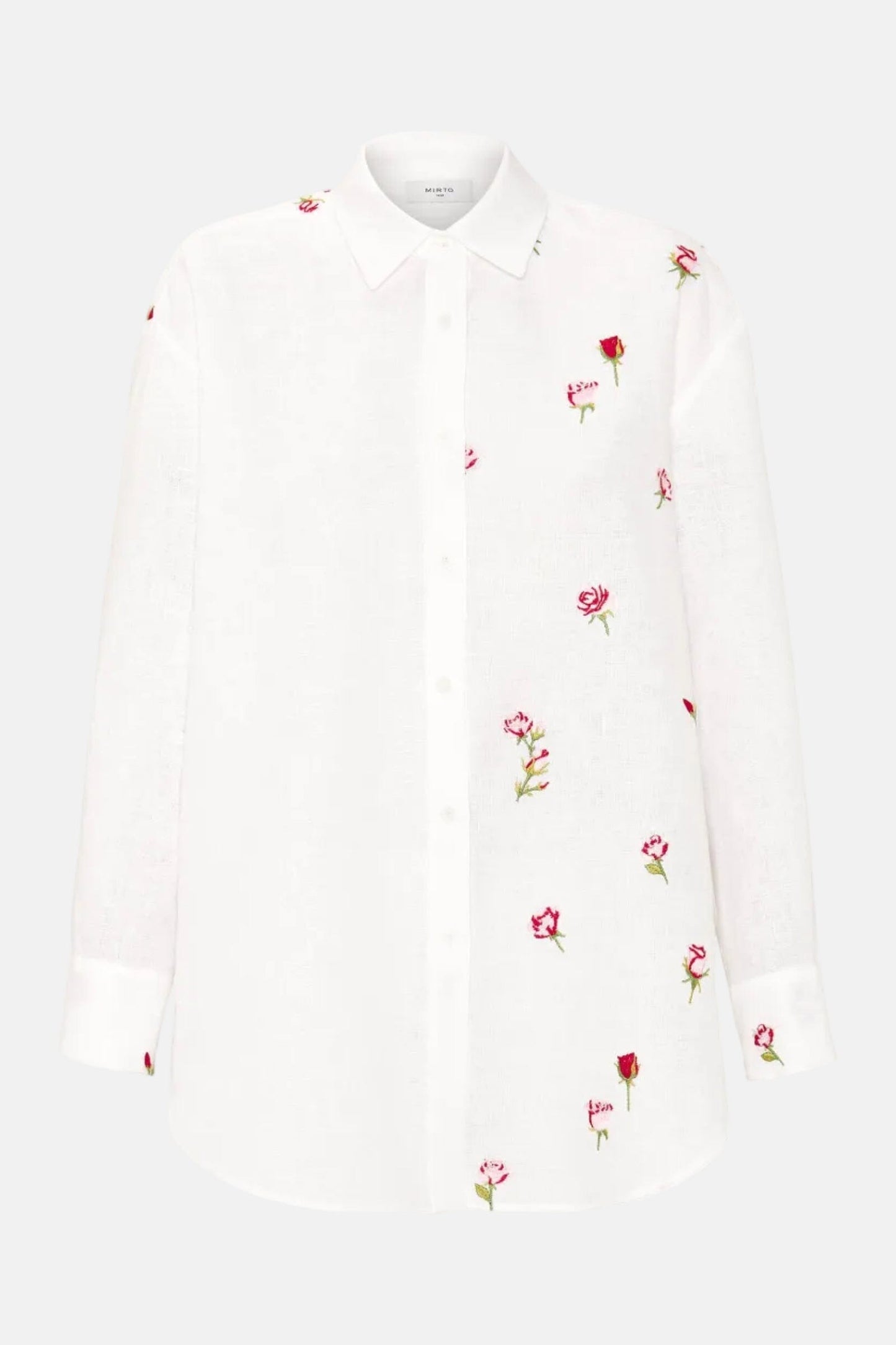 Camisa blanca con bordados florales de lino Shirts & blouses Mirto 