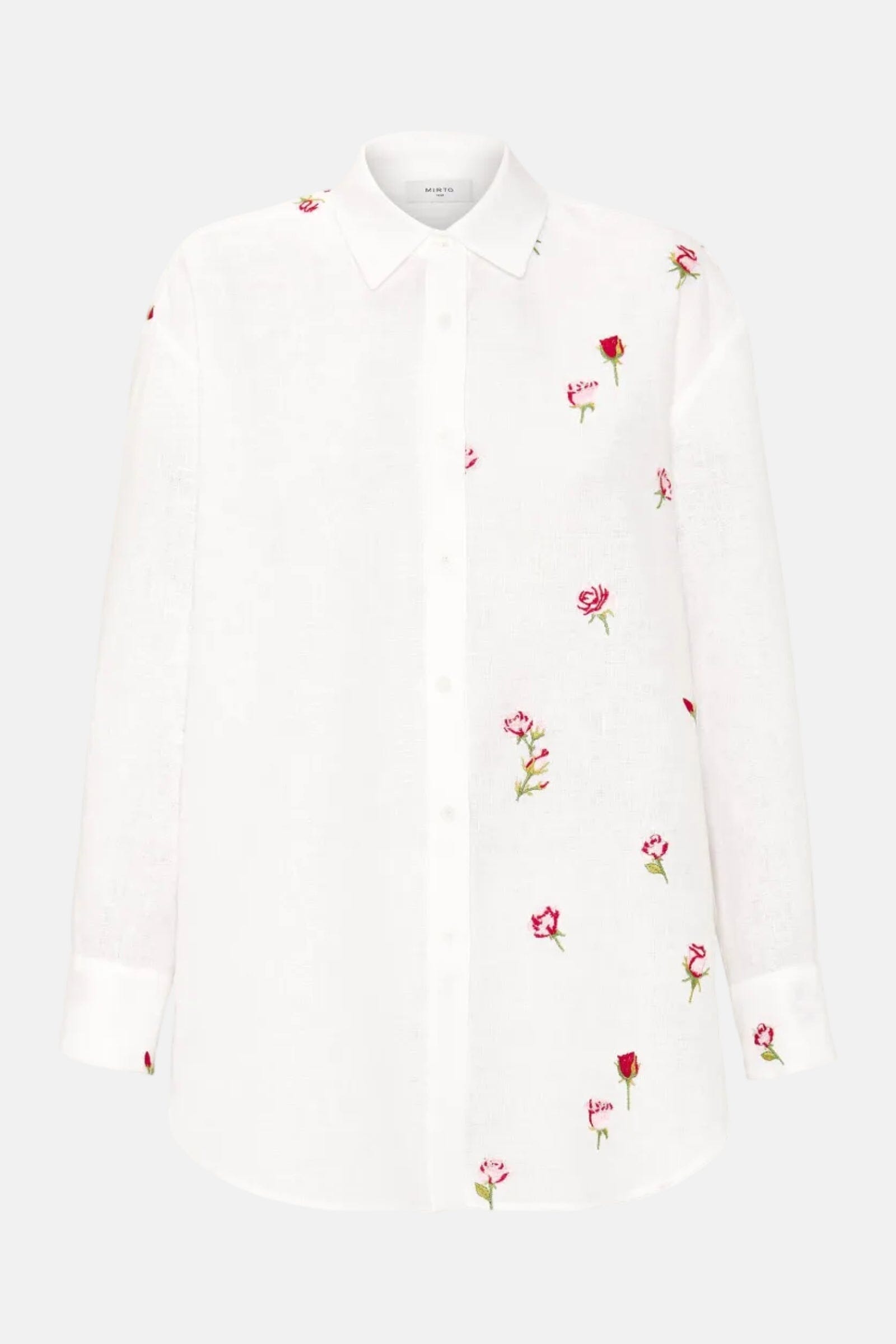 Camisa blanca con bordados florales de lino Shirts & blouses Mirto 