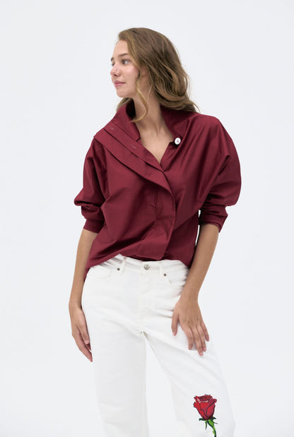 Camisa burdeos con cierre lateral Shirts & blouses Iki Essentials 