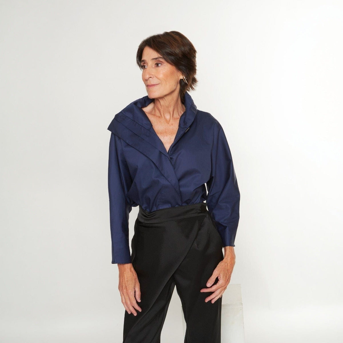 Camisa cierre lateral azul marino Shirts & blouses Iki Essentials 