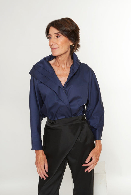 Camisa cierre lateral azul marino Shirts & blouses Iki Essentials 