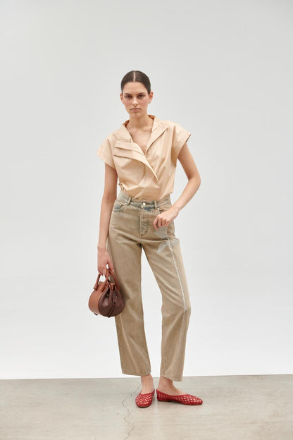 Camisa cierre lateral Beige Shirts & blouses Iki Essentials 