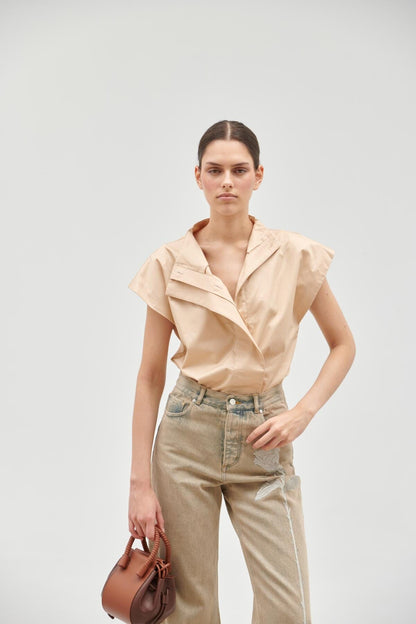 Camisa cierre lateral Beige Shirts & blouses Iki Essentials 