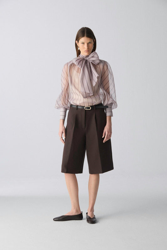 Camisa con lazada de organza a rayas Shirts & Tops Miguel Marinero 