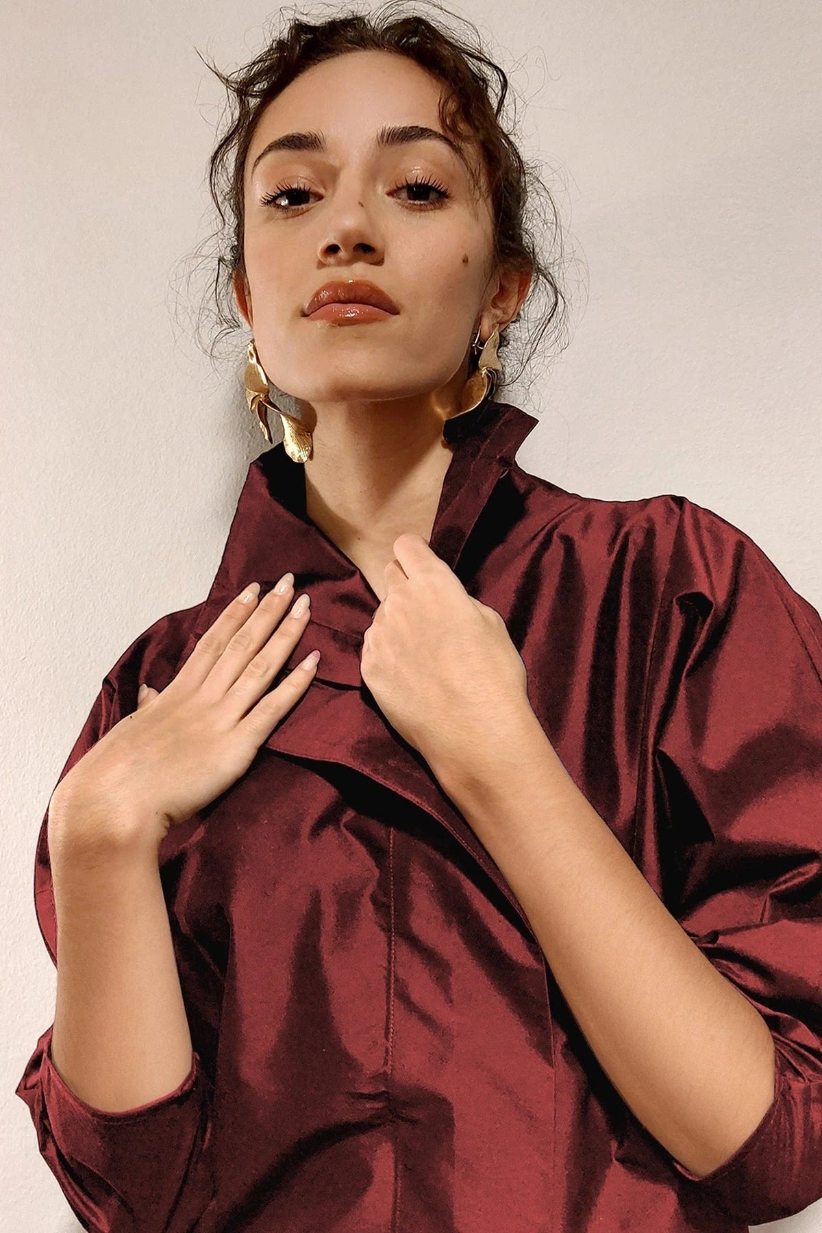 Camisa de cierre lateral tafeta granate Shirts & blouses Iki Essentials 