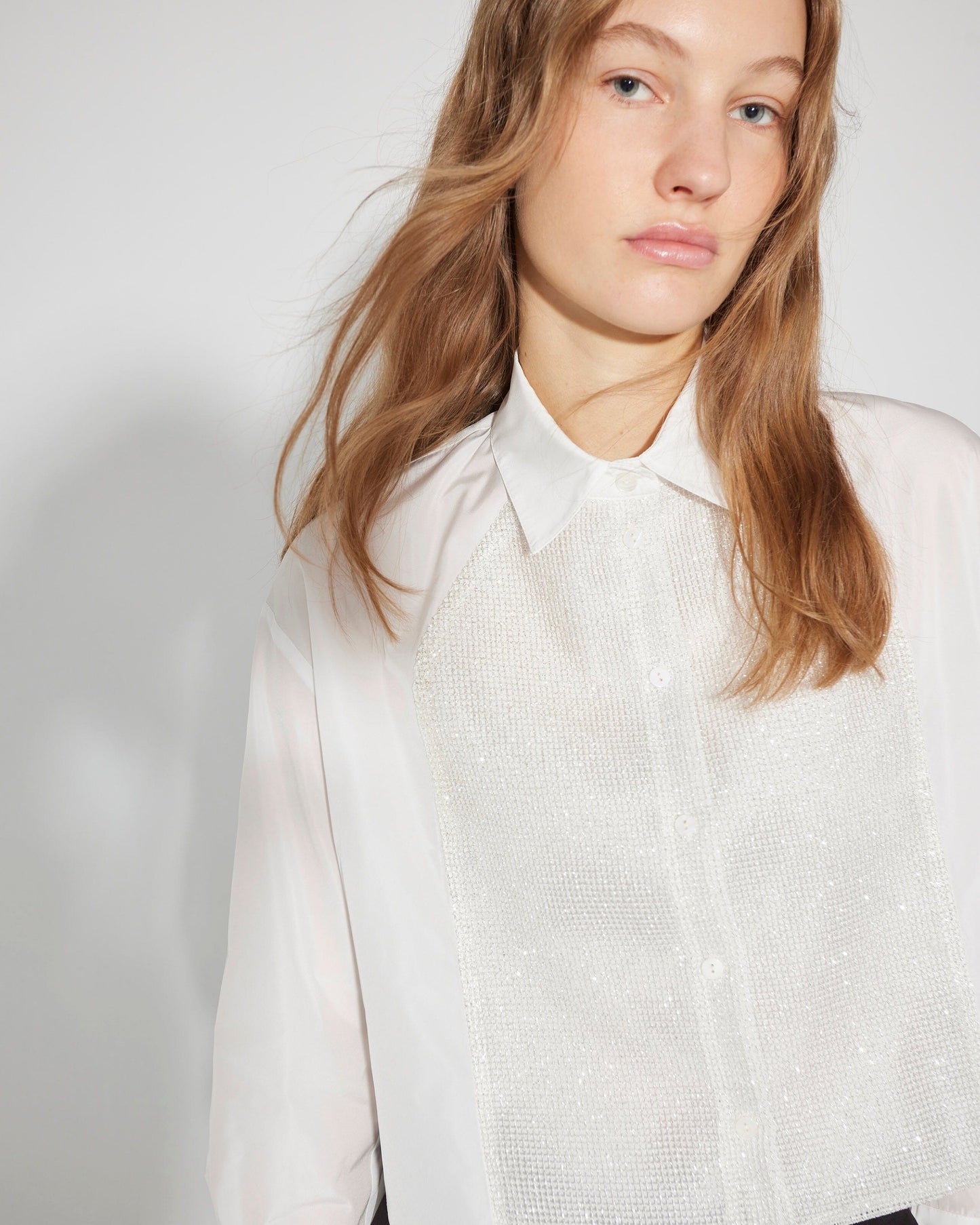 Camisa de pechero de rejilla brillante Shirts & Blouses Tot-Hom 