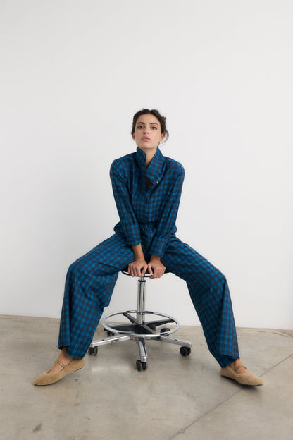 Camisa Ingrid cuadro azulón Shirts & Blouses Galcon Studio 