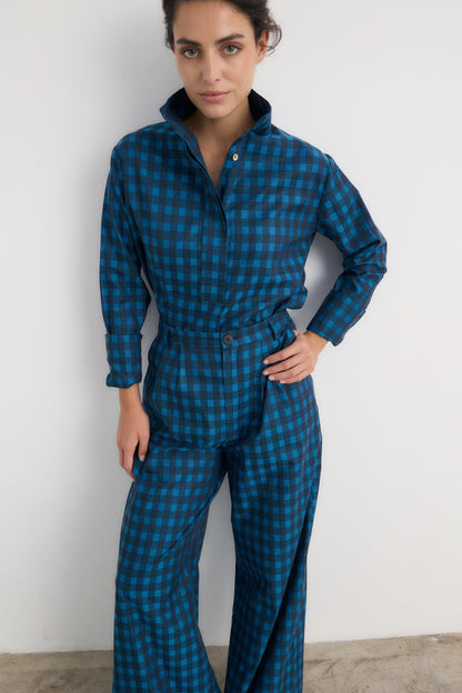 Camisa Ingrid cuadro azulón Shirts & Blouses Galcon Studio 