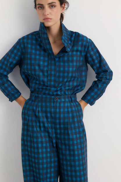 Camisa Ingrid cuadro azulón Shirts & Blouses Galcon Studio 