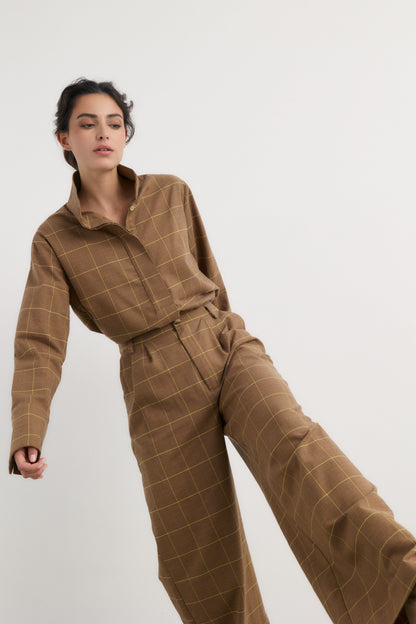 Camisa Ingrid cuadro beige Shirts & Blouses Galcon Studio 