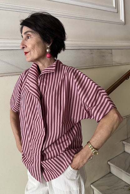 Camisa lateral manga corta rayas rosa/naranja Shirts & blouses Iki Essentials 