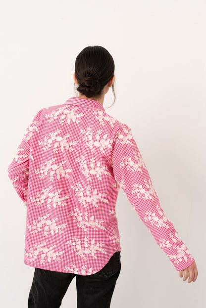 Camisa lazada bordada rosa Vano Studio 