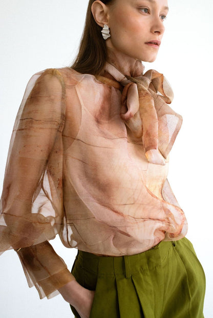 Camisa lazada organza estampada Shirts & blouses Miguel Marinero 