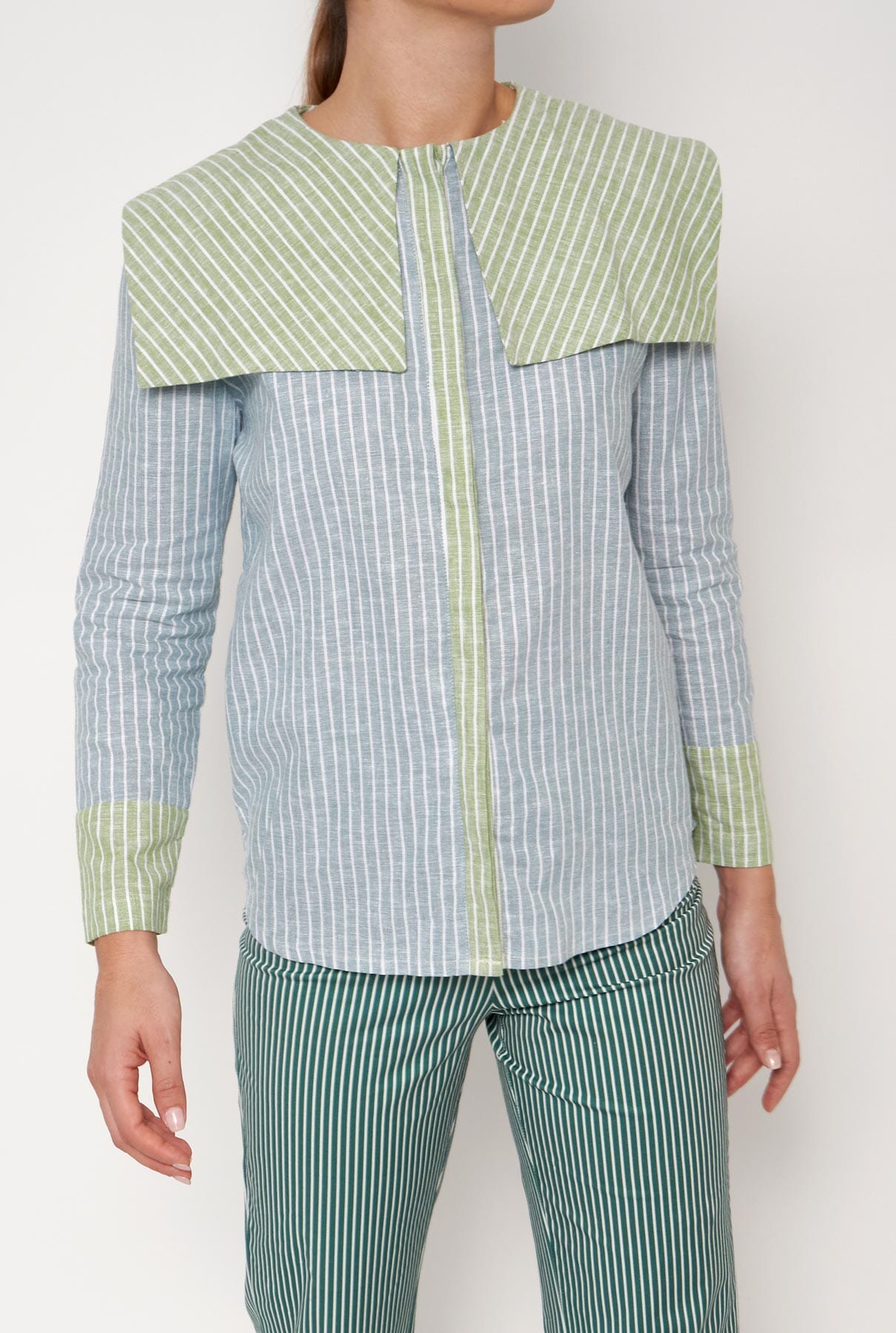 Camisa Loulou azul/verde Shirts & blouses Vano Studio 