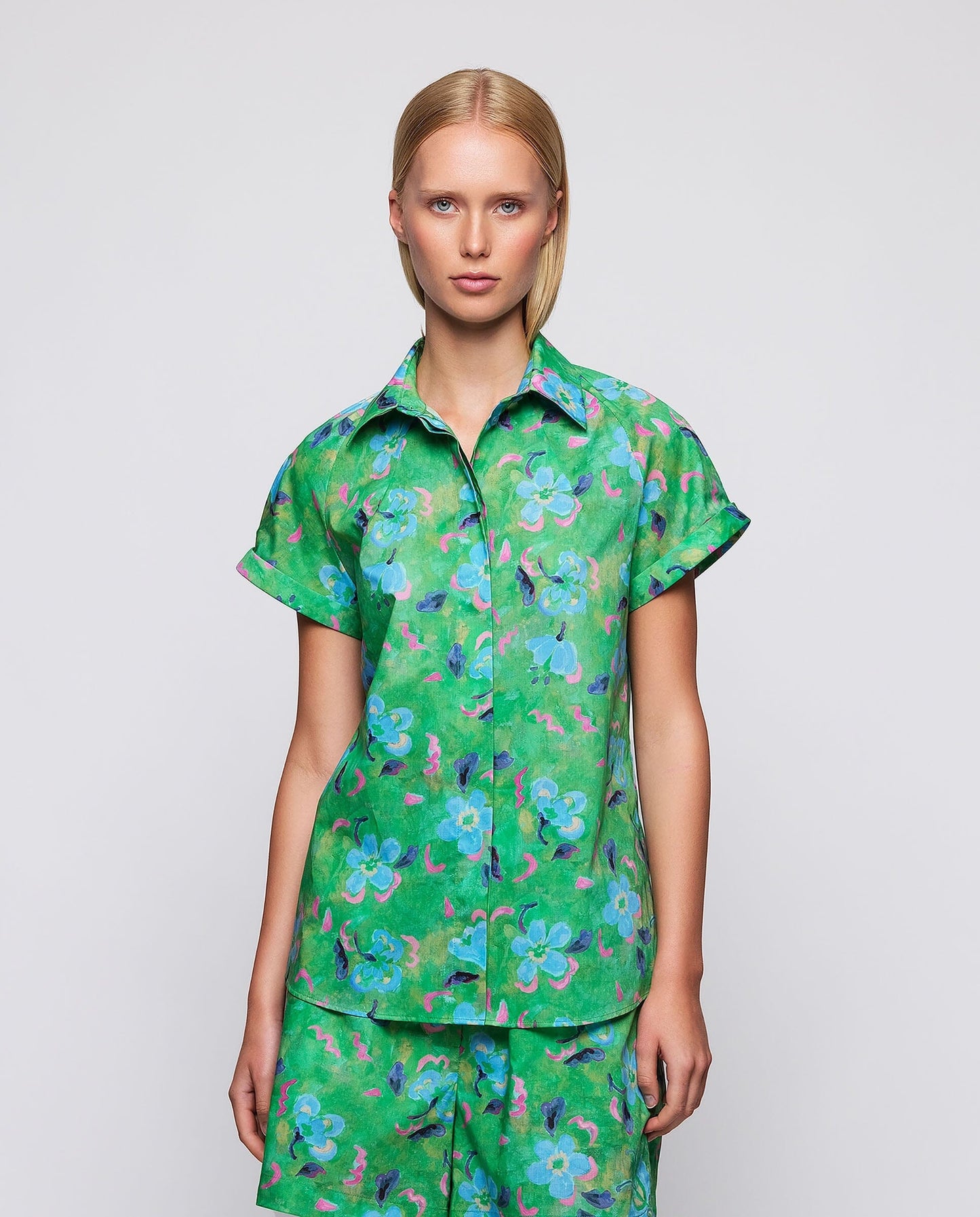 Camisa manga corta verde de algodón Shirts & blouses Mirto S / 36 