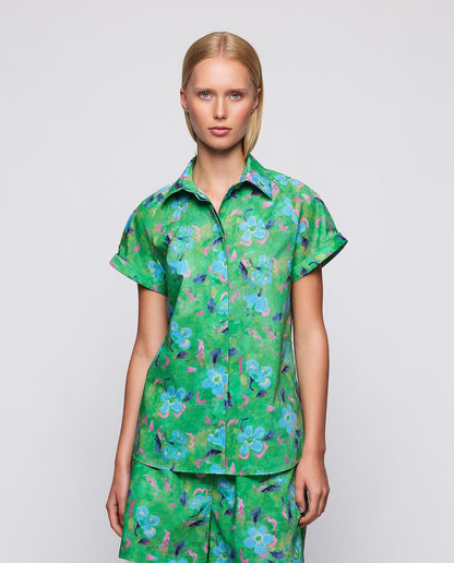 Camisa manga corta verde de algodón Shirts & blouses Mirto S / 36 