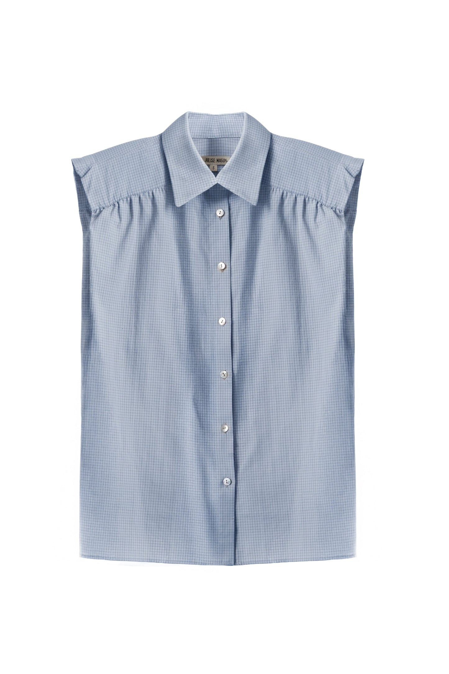Camisa Marieta Sin Mangas Cuadros Azul Tiza Shirts & Tops Julise Magon 