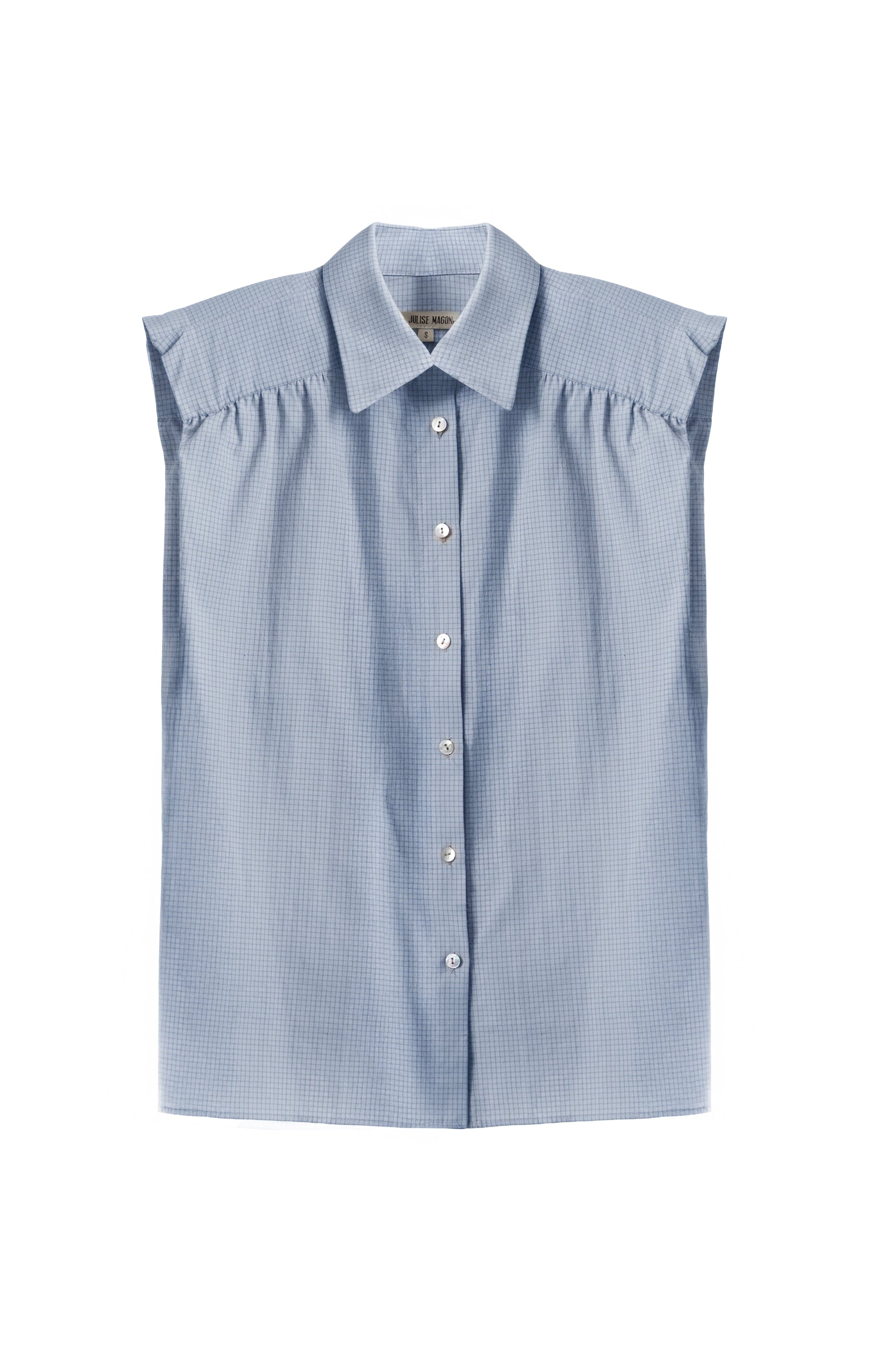 Camisa Marieta Sin Mangas Cuadros Azul Tiza Shirts & Tops Julise Magon 