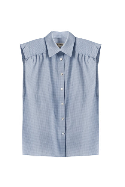 Camisa Marieta Sin Mangas Cuadros Azul Tiza Shirts & Tops Julise Magon 