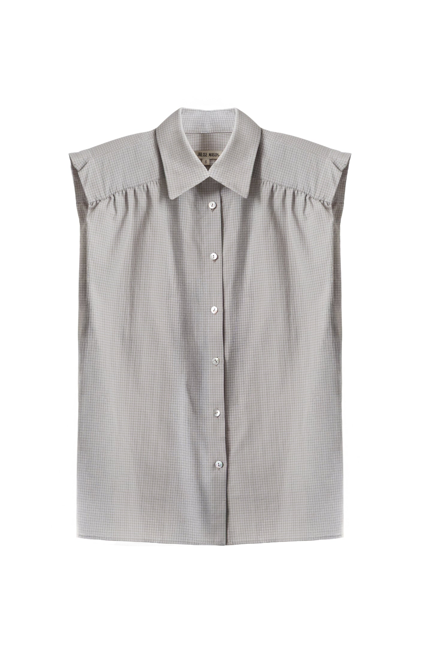 Camisa Marieta Sin Mangas Cuadros Verde Neutro Shirts & Tops Julise Magon 