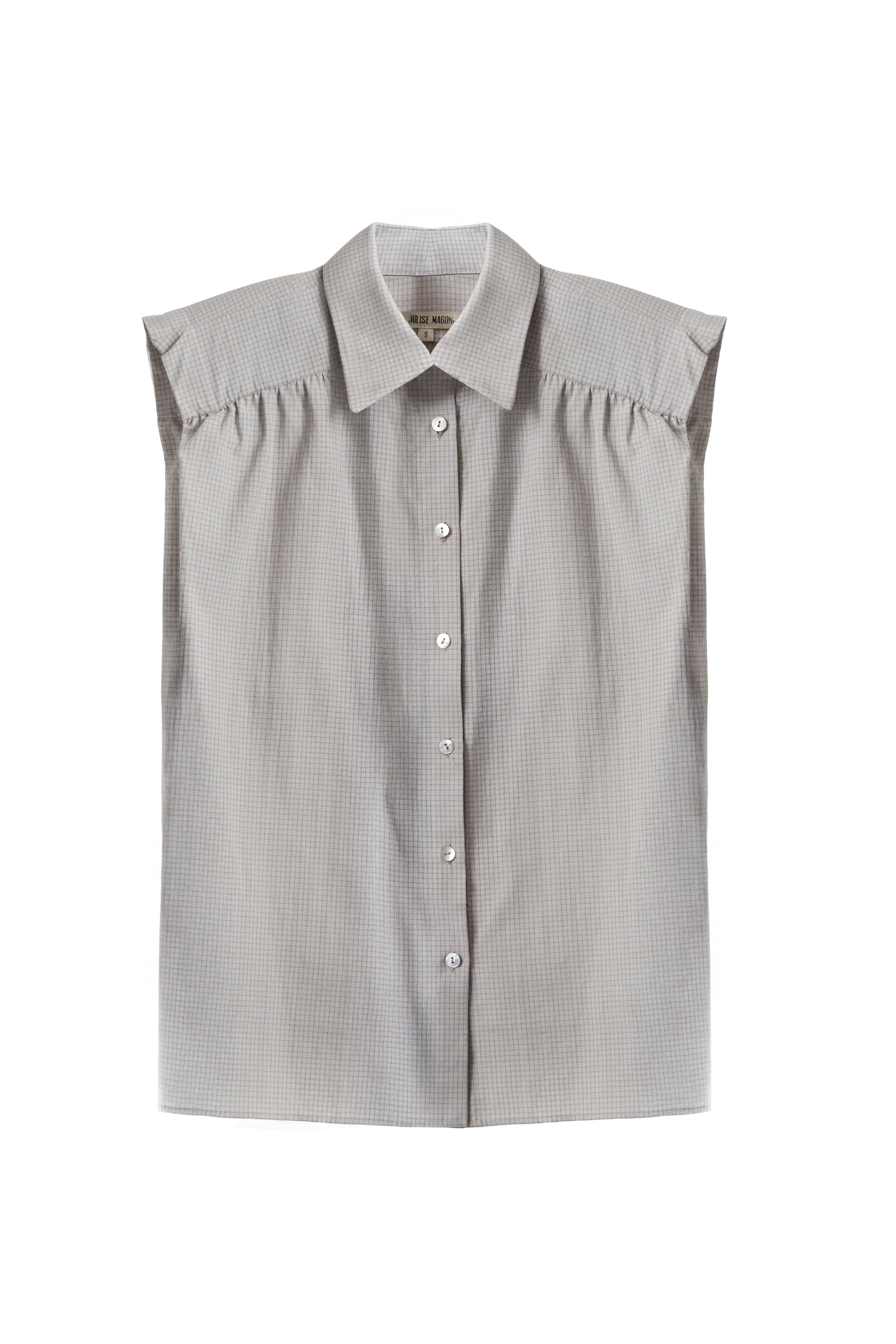 Camisa Marieta Sin Mangas Cuadros Verde Neutro Shirts & Tops Julise Magon 
