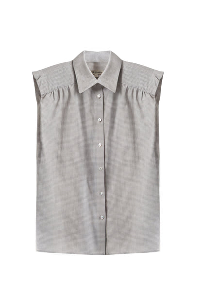 Camisa Marieta Sin Mangas Cuadros Verde Neutro Shirts & Tops Julise Magon 