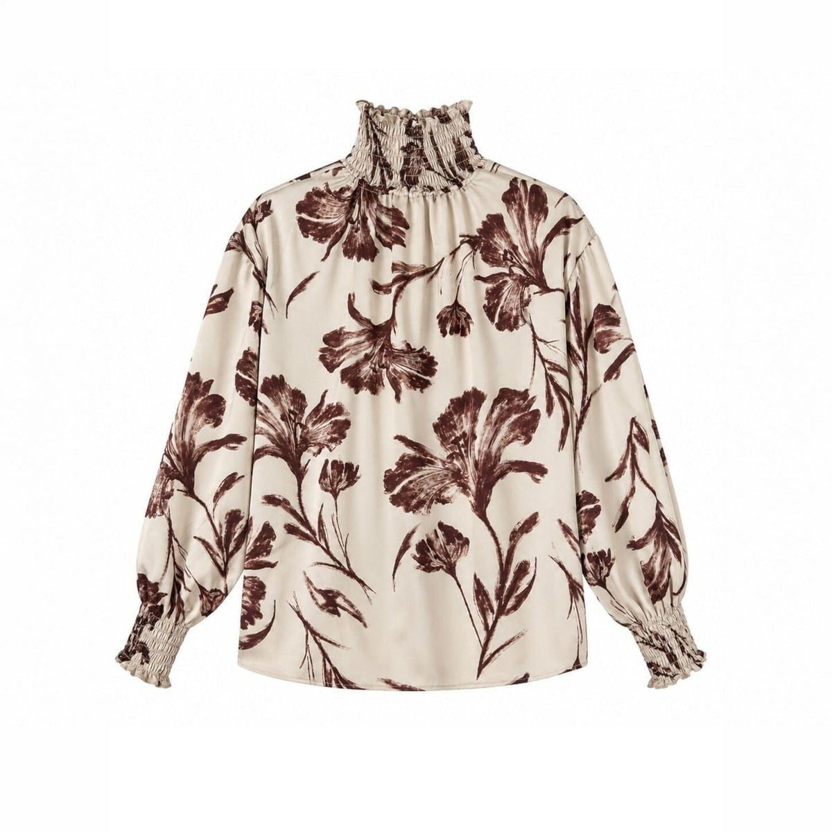 Camisa Soco Flores Beis Shirts Julise Magon 