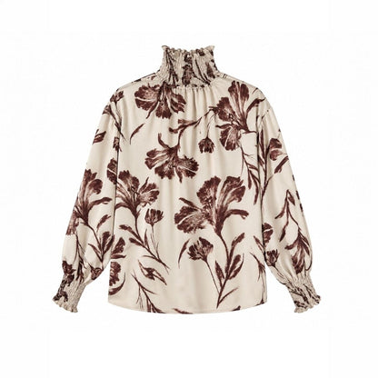 Camisa Soco Flores Beis Shirts Julise Magon 