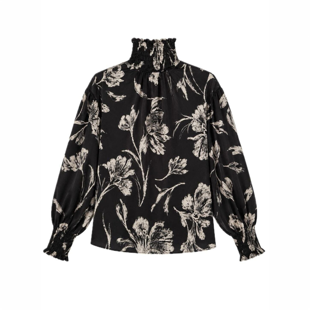 Camisa Soco Flores Negra Shirts Julise Magon 