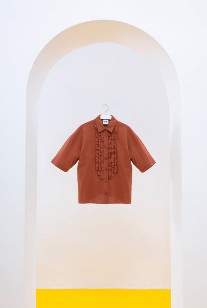 CAMISA SULE VOLANTES MARRÓN Shirts & Blouses SOY FASCINANTE 