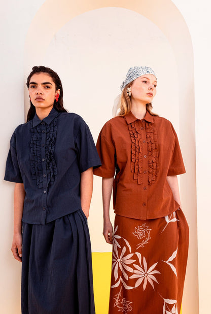 CAMISA SULE VOLANTES MARRÓN Shirts & Blouses SOY FASCINANTE 