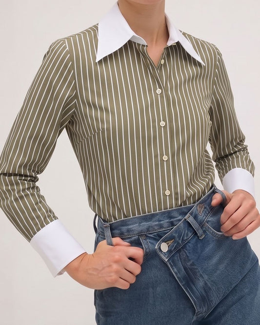 CAMISA VERDE RAYAS BLANCAS Shirts & Blouses Mans 