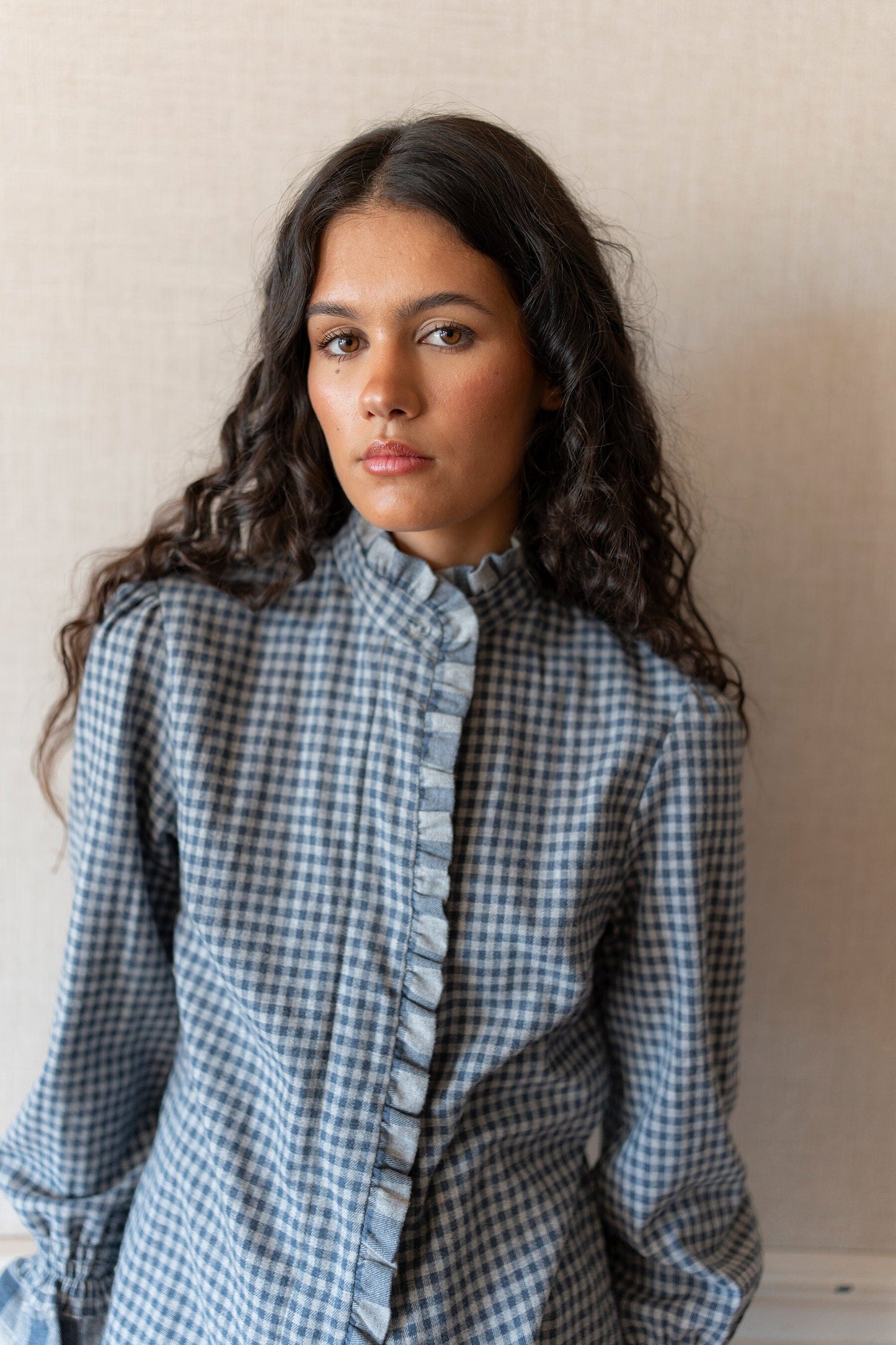 Camisa Vichy Bleu Shirts & Blouses Vano Studio 
