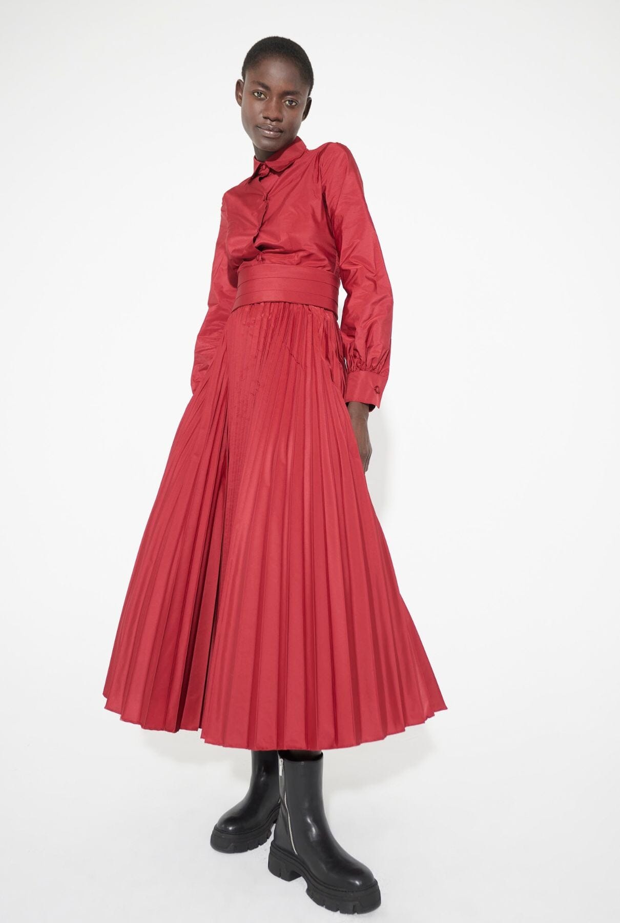 Camisero de tafetan con falda plisada Dresses Tot-Hom 