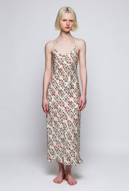 Camisón beige estampado floral rojo Nightgown Mirto 