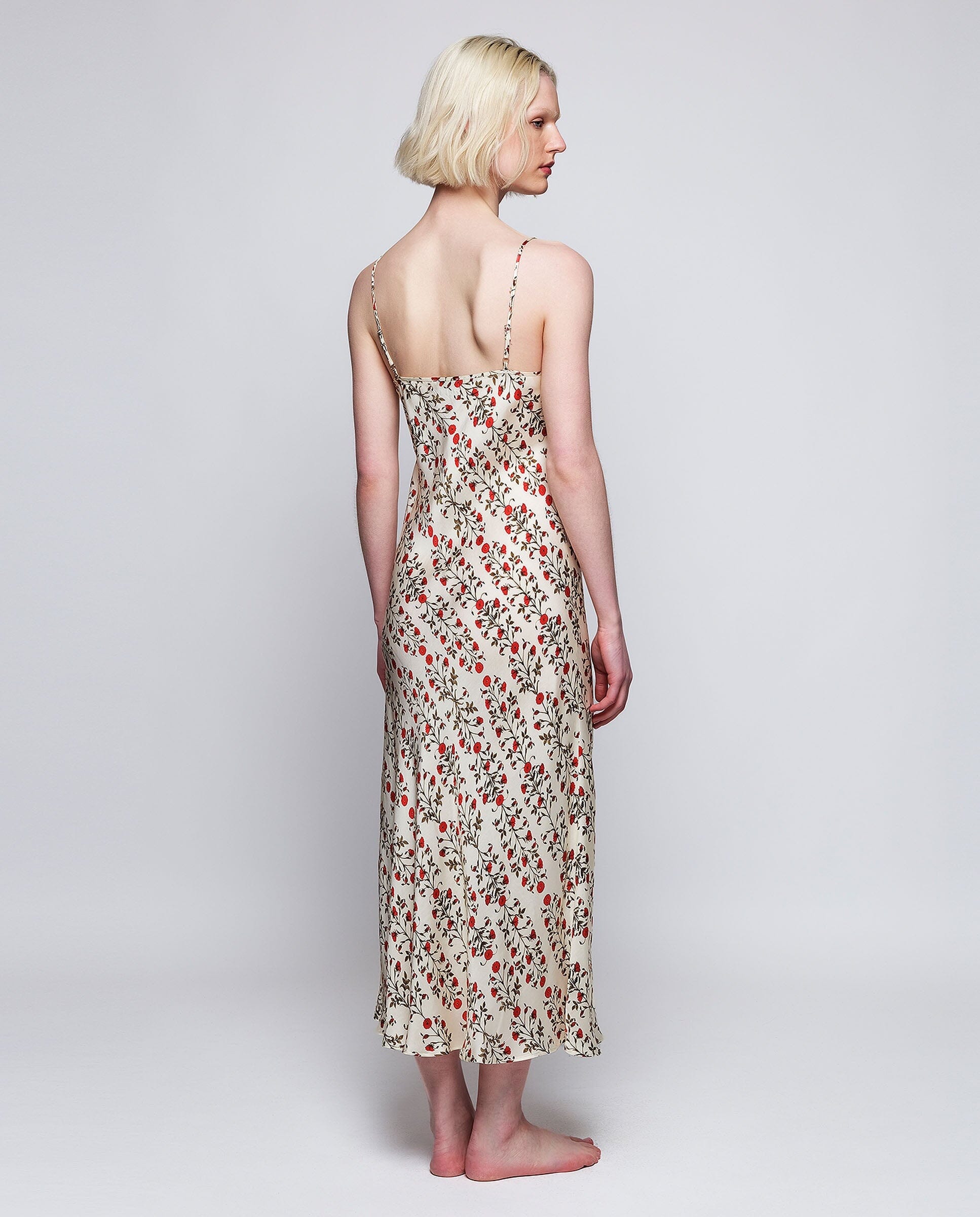 Camisón beige estampado floral rojo Nightgown Mirto 